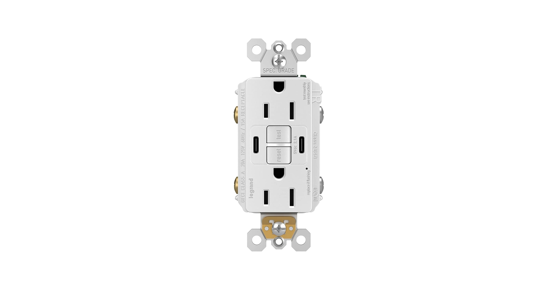Legrand Radiant 1597TRUSBCCW 15 Amp GFCI Self Test Tamper